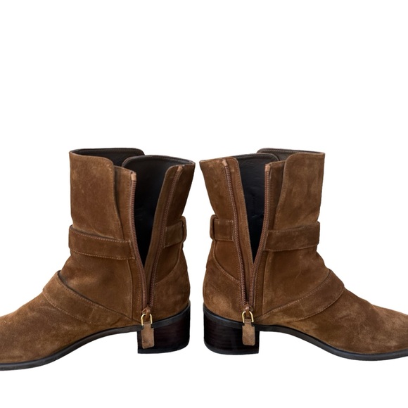 Stuart Weitzman Britain Reserve Suede Bootie - Brown - Moto Biker - 6 M - Picture 4 of 11